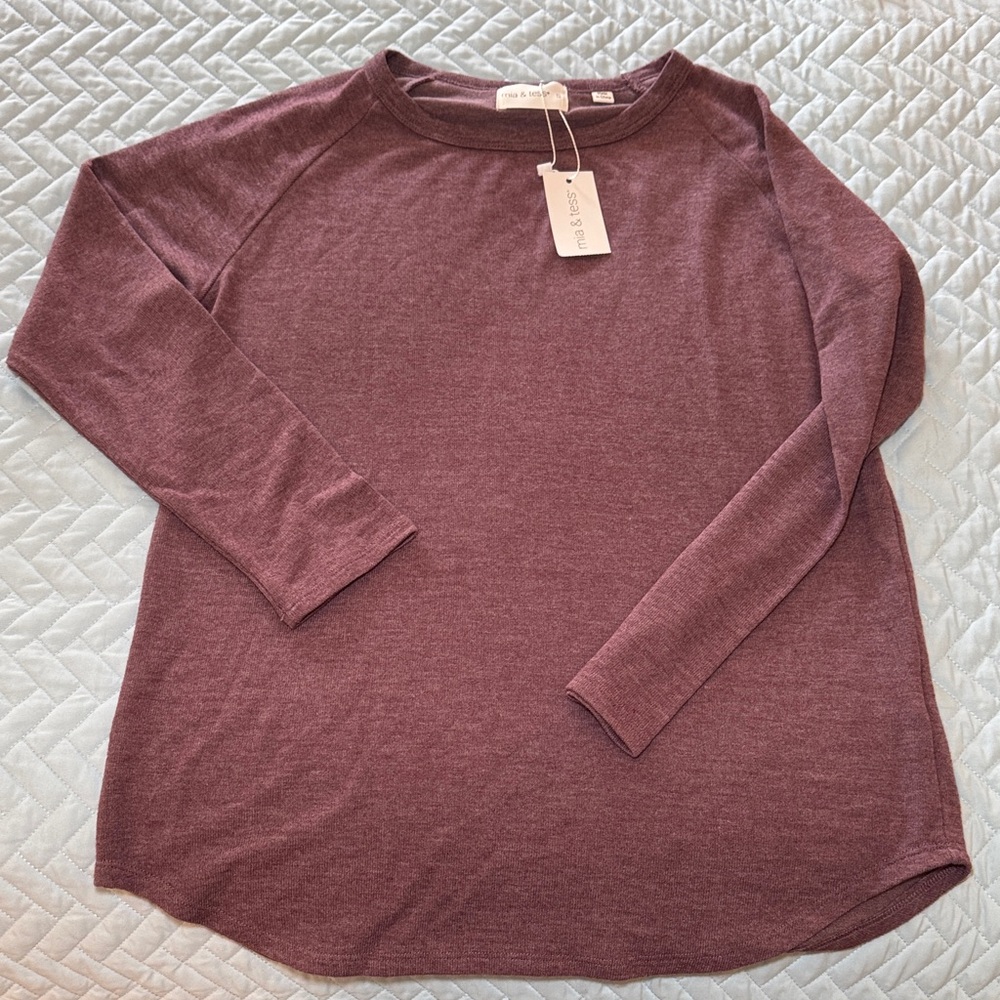 Mia and Tess Mauve/Fig Long-Sleeve Women's Top